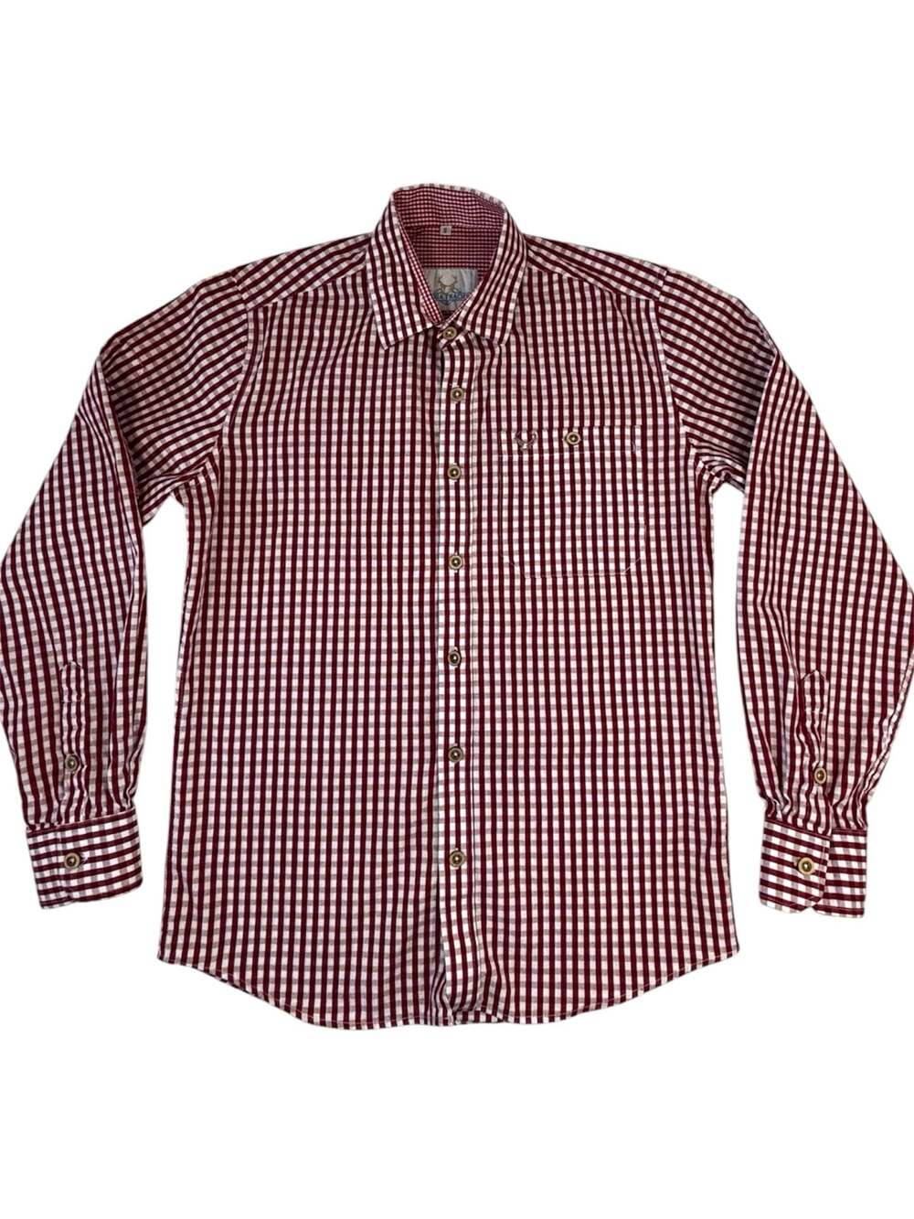 Bavaria Trachten Red and White Gingham Button-Down Shirt Size S